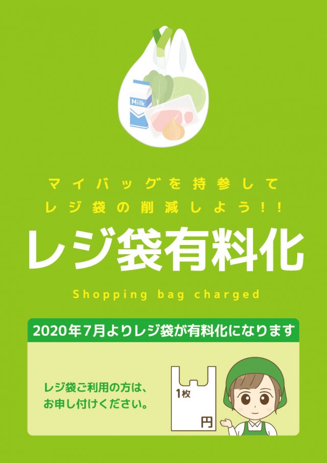 レジ袋有料化ポスター レジ袋 有料化 ポリ袋 トートバッグ エコバッグ 食材 テンプレート スーパーマーケット チラシ 朝倉一家 無料イラスト 素材 素材ラボ