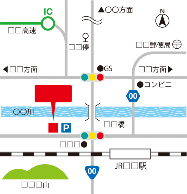 地図のテンプレート 周辺地図素材 02 信号機 線路 国道 道路 橋など 無料イラスト素材 素材ラボ