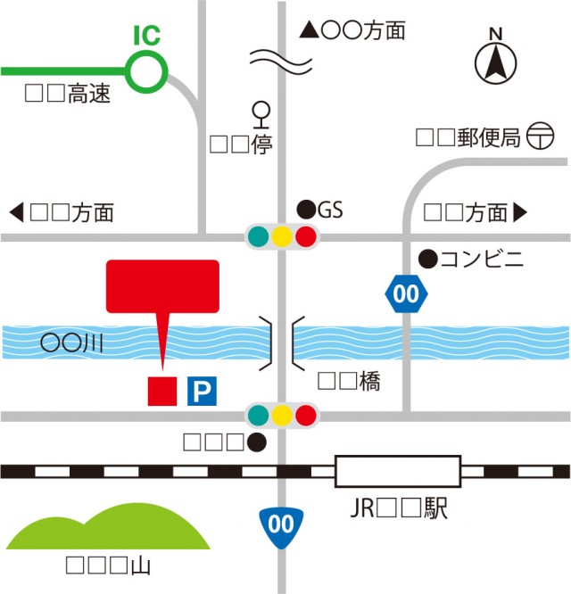 地図のテンプレート 周辺地図素材 02 信号機 線路 国道 道路 橋など 無料イラスト素材 素材ラボ