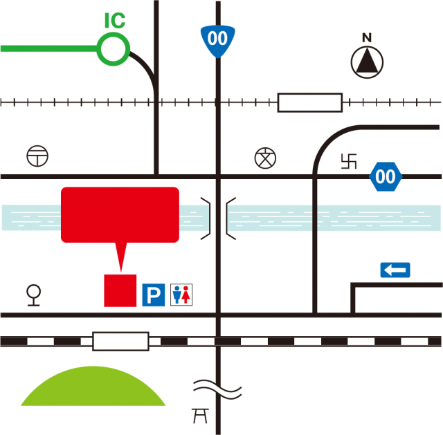 周辺地図テンプレート 地図記号素材 04 郵便局 高速 国道 道路