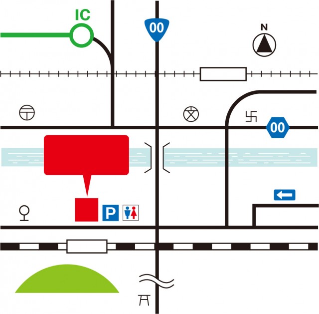 周辺地図テンプレート 地図記号素材 04 郵便局 高速 国道 道路 私鉄な 無料イラスト素材 素材ラボ