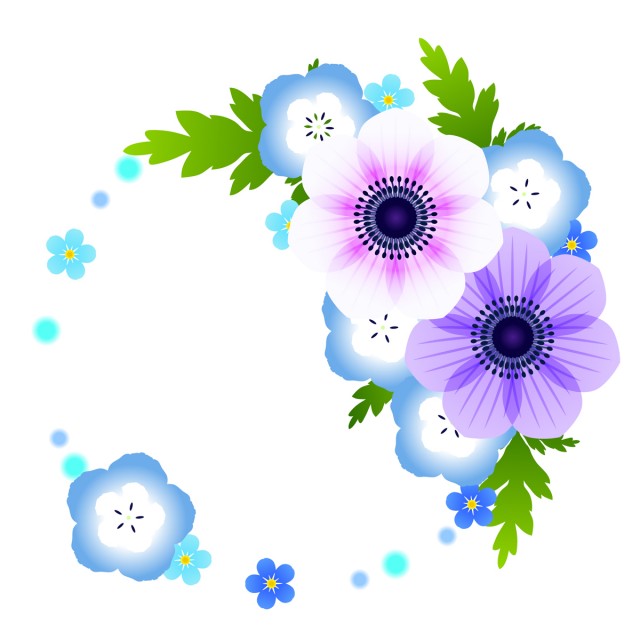 春の青い花のフレーム 無料イラスト素材 素材ラボ