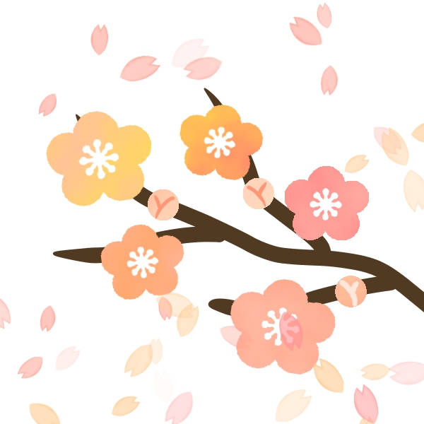 枝付きの梅の花吹雪イラスト 無料イラスト素材 素材ラボ