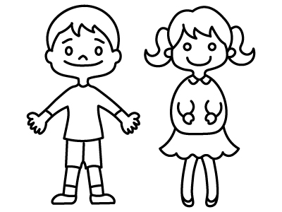 男の子と女の子の塗り絵 無料イラスト素材 素材ラボ