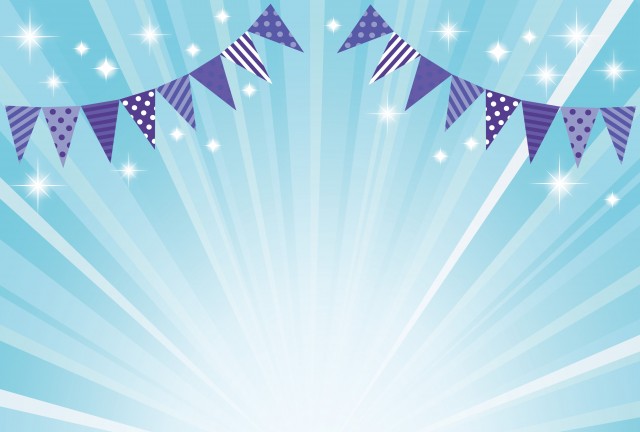 夏のイベント旗 キラキラ放射状ブルー背景 無料イラスト素材 素材ラボ
