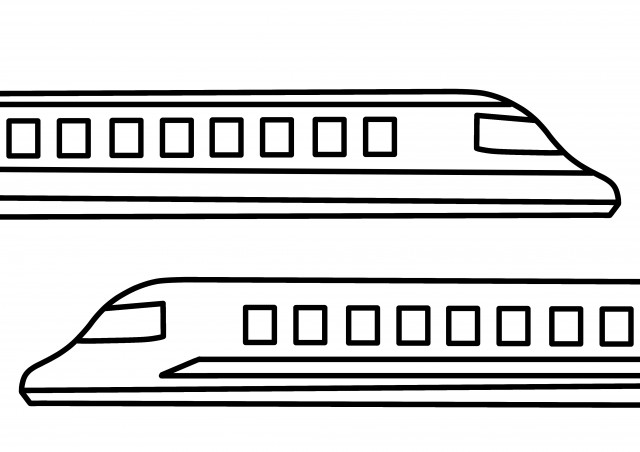 新幹線2両のぬりえ 無料イラスト素材 素材ラボ