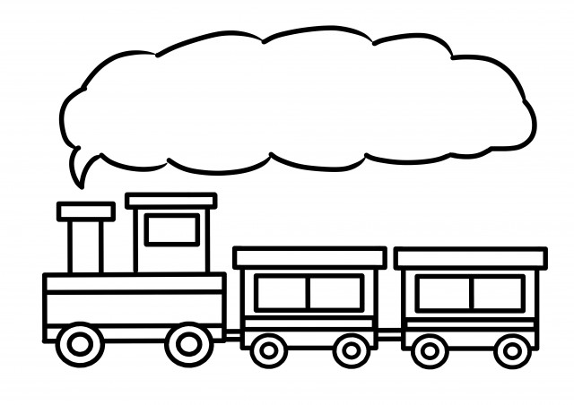 煙を吐く機関車のぬりえ 無料イラスト素材 素材ラボ