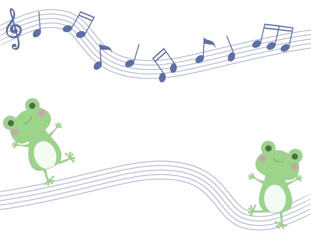 カエルと音符のイラスト 無料イラスト素材 素材ラボ