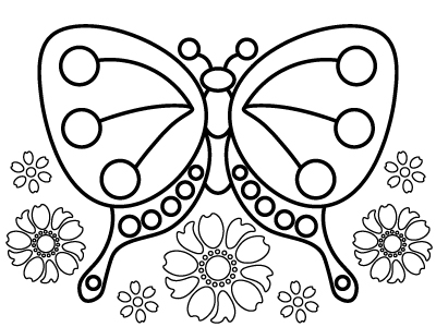 蝶と花の塗り絵 無料イラスト素材 素材ラボ