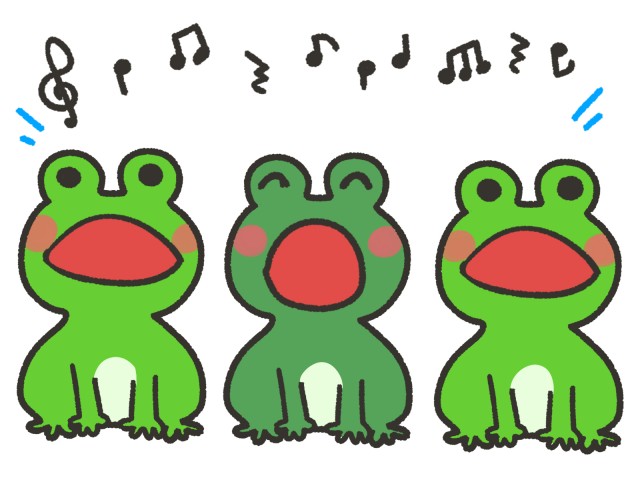 歌う三匹のカエルたち 無料イラスト素材 素材ラボ