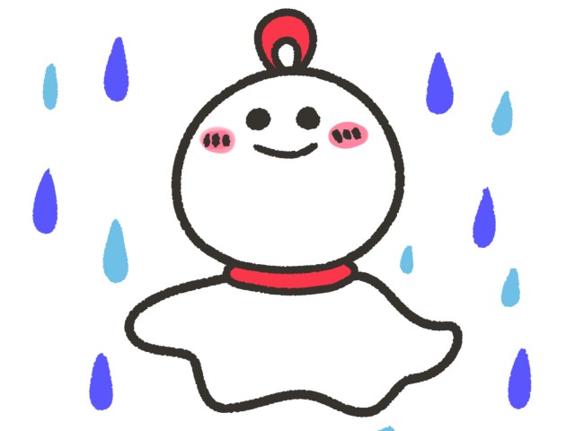 かわいいてるてる坊主と雨 無料イラスト素材 素材ラボ