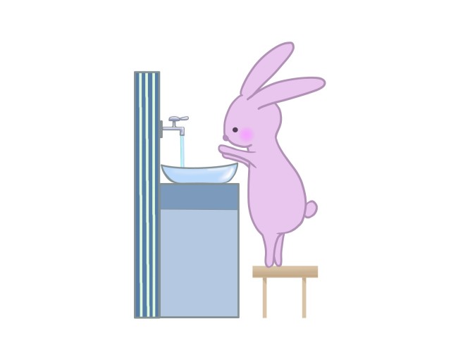 手洗いをするウサギのイラスト 無料イラスト素材 素材ラボ