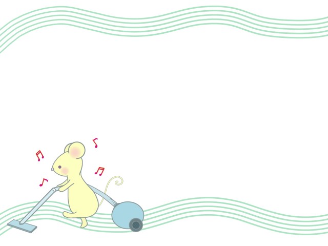 掃除機をかけるネズミのフレーム 無料イラスト素材 素材ラボ