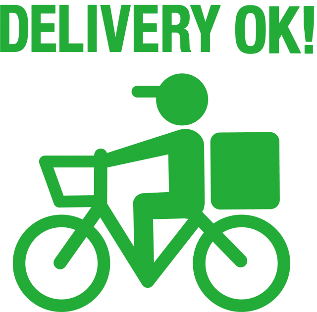 Delivery Ok デリバリー 宅配 配達 出前 配送自転車 アイコン 無料イラスト素材 素材ラボ