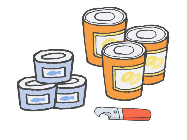 缶詰と缶切りのセット 無料イラスト素材 素材ラボ