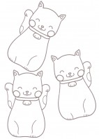 招き猫の塗り絵