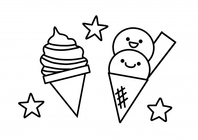 アイスクリームとソフトクリームのぬりえ 無料イラスト素材 素材ラボ