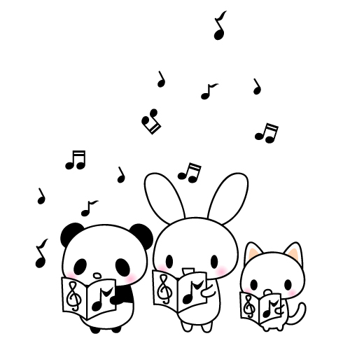 パンダ うさぎ 猫 合唱 音楽のイラスト 無料イラスト素材 素材ラボ