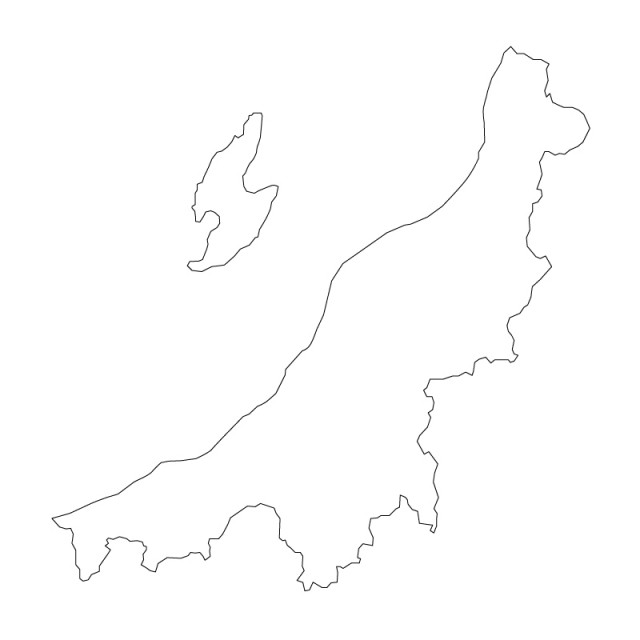 新潟県のシルエットで作った地図イラスト 黒線 無料イラスト素材