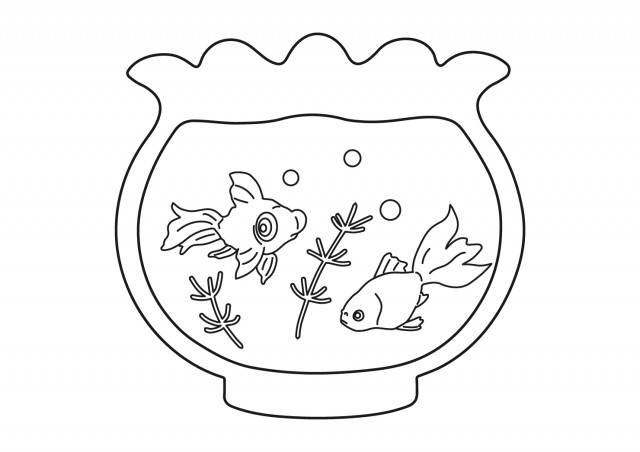 金魚と金魚鉢のイラスト 無料イラスト素材 素材ラボ