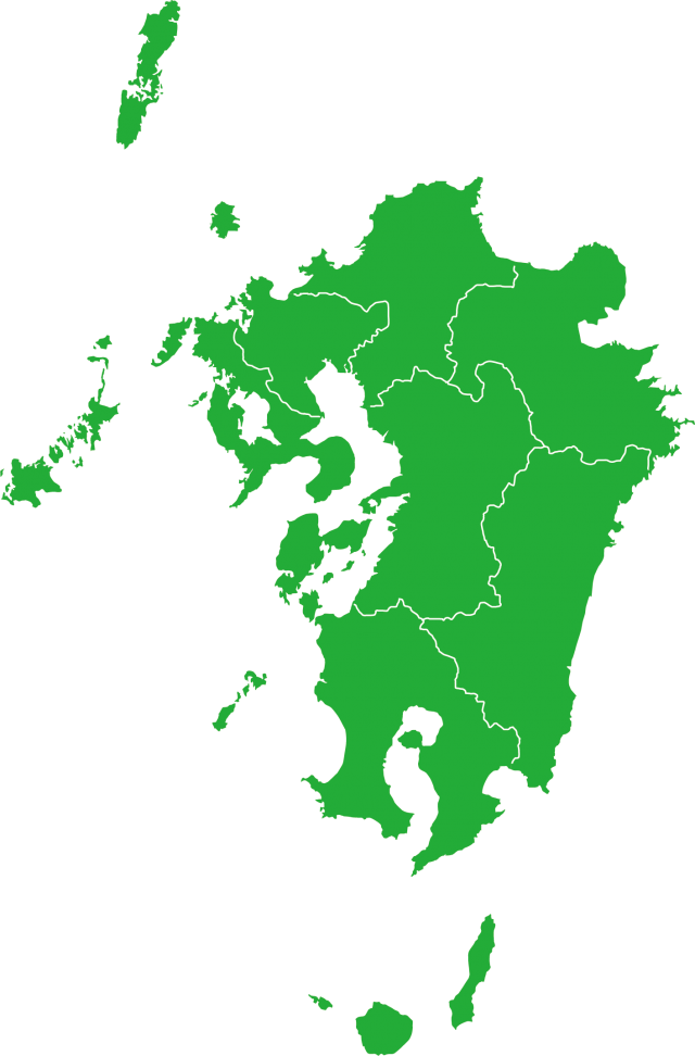 九州の地図 県峡線あり 緑色 無料イラスト素材 素材ラボ
