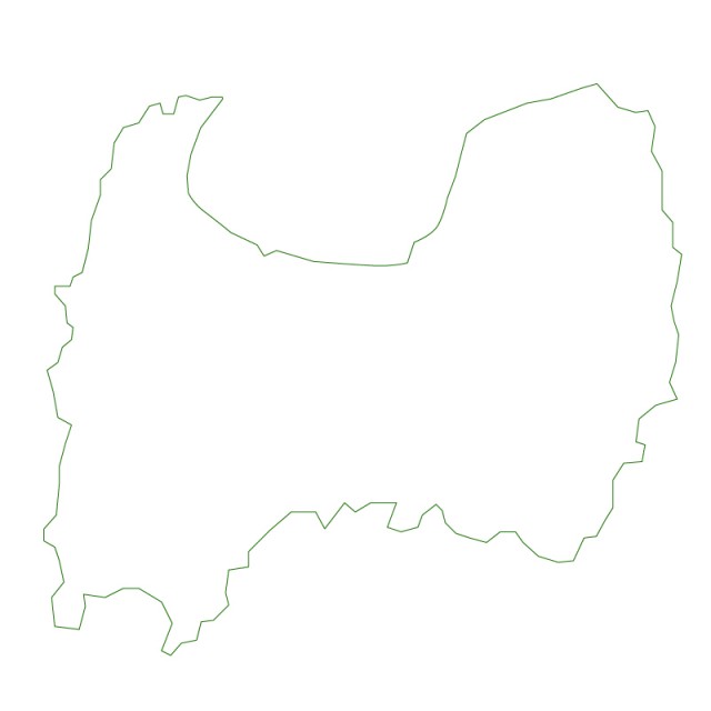 富山県のシルエットで作った地図イラスト 緑線 無料イラスト素材 素材ラボ