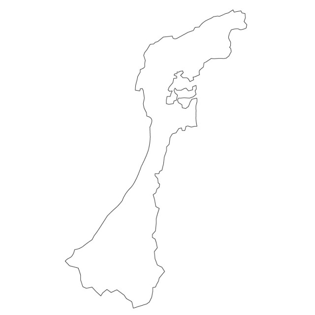 石川県のシルエットで作った地図イラスト 黒線 無料イラスト素材 素材ラボ