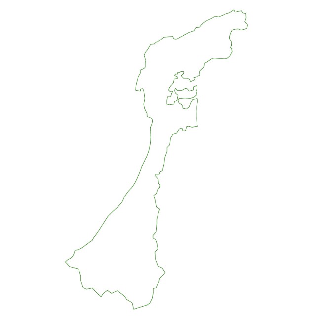 石川県のシルエットで作った地図イラスト 緑線 無料イラスト素材 素材ラボ