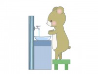 手洗いをするクマ