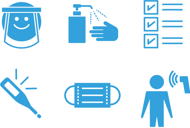 ウイルス対策 新生活様式 体温計 フェイスシールド マスク アイコン 無料イラスト素材 素材ラボ