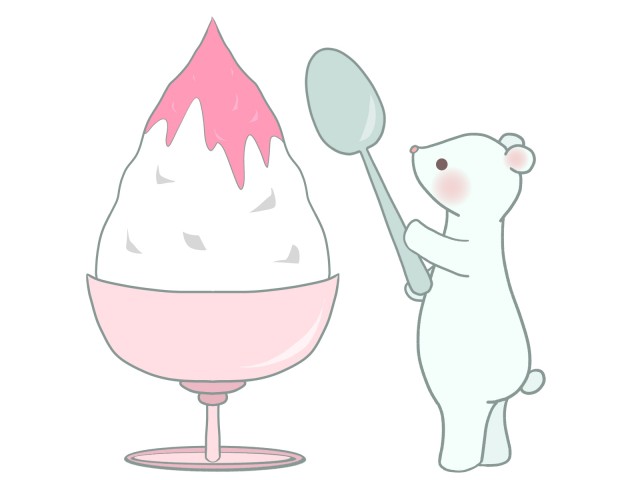 かき氷を食べるシロクマ 線あり 無料イラスト素材 素材ラボ