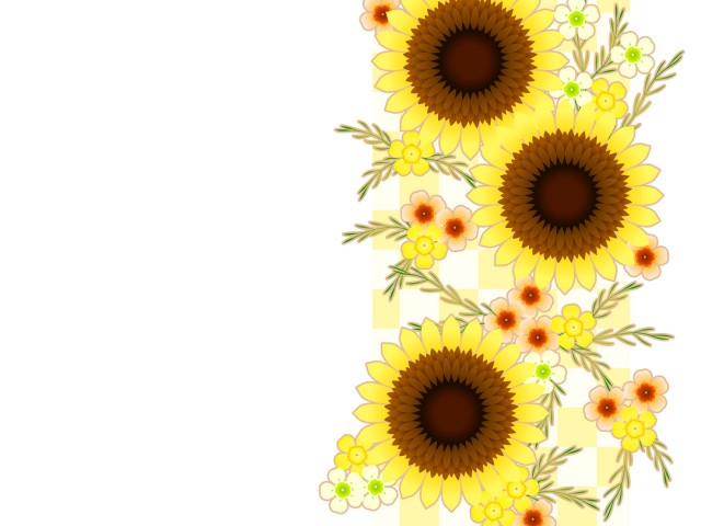 ひまわりと夏の花の背景 無料イラスト素材 素材ラボ