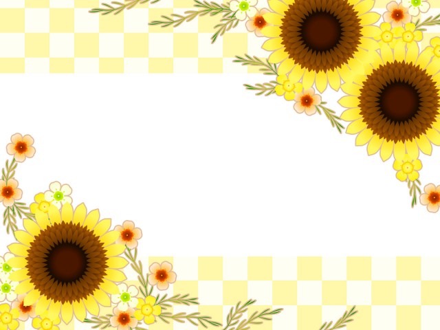 ひまわりと夏の花の背景 無料イラスト素材 素材ラボ