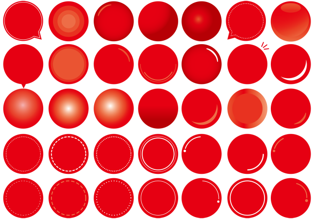 赤い球体丸ボタン吹き出し デザイン装飾セット 無料イラスト素材 素材ラボ
