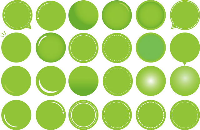 緑色の丸ボタン ラベル 吹き出し デザイン素材セット 無料イラスト素材 素材ラボ