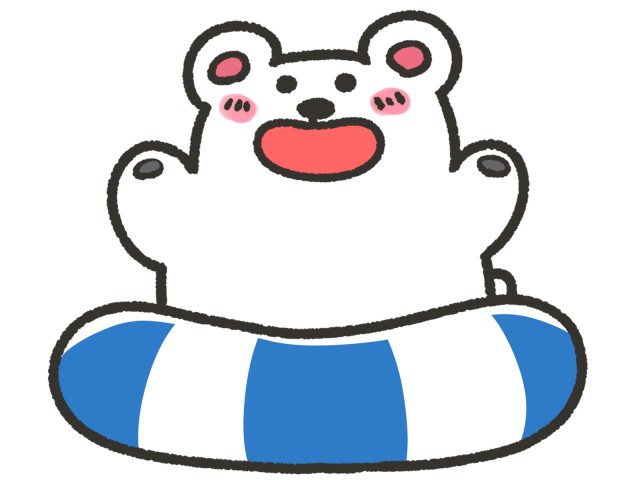 浮輪とかわいいシロクマ 無料イラスト素材 素材ラボ