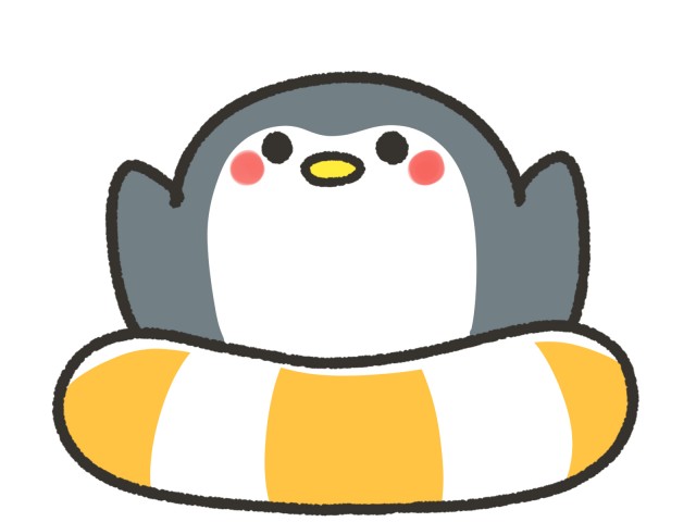 浮輪とかわいいペンギン 無料イラスト素材 素材ラボ