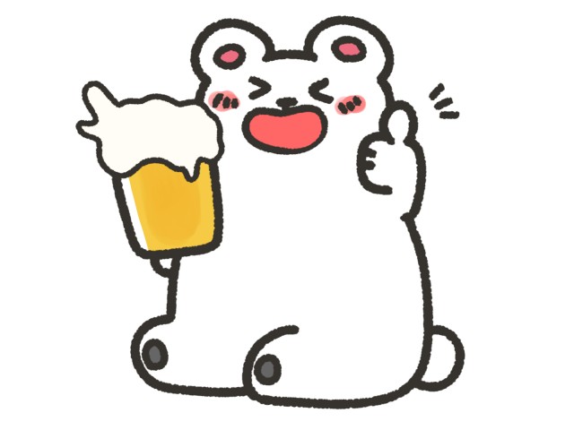 ビールを飲むかわいいシロクマ 無料イラスト素材 素材ラボ