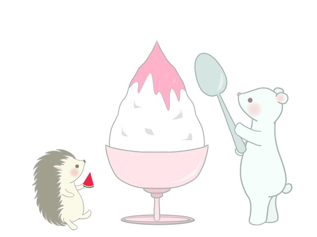 夏のハリネズミとシロクマ 線あり 無料イラスト素材 素材ラボ