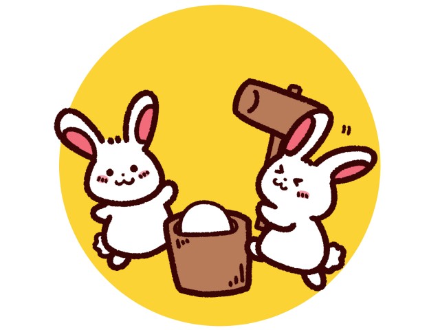 月で餅つきをするウサギ 無料イラスト素材 素材ラボ