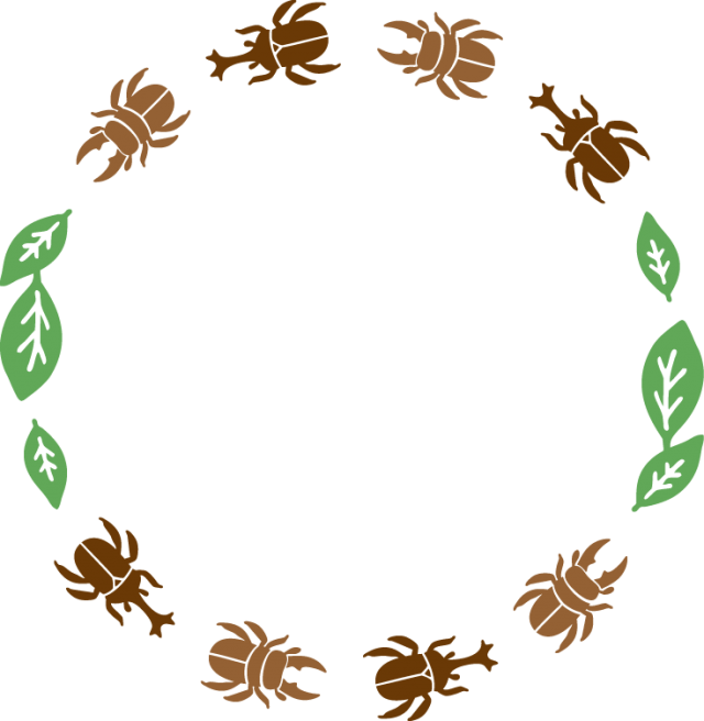 カブトムシとクワガタのリング素材 茶 無料イラスト素材 素材ラボ