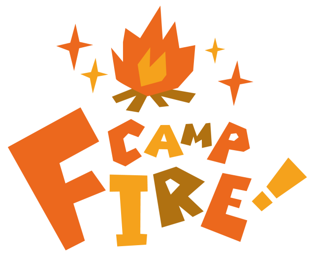 Camp Fire キャンプファイヤー 英語ポップロゴ 無料イラスト素材 素材ラボ