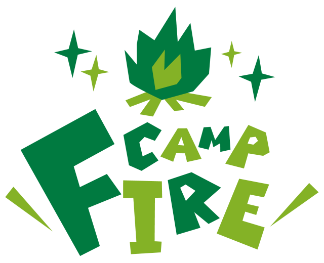 Camp Fire キャンプファイヤー 英語ポップロゴ 無料イラスト素材 素材ラボ