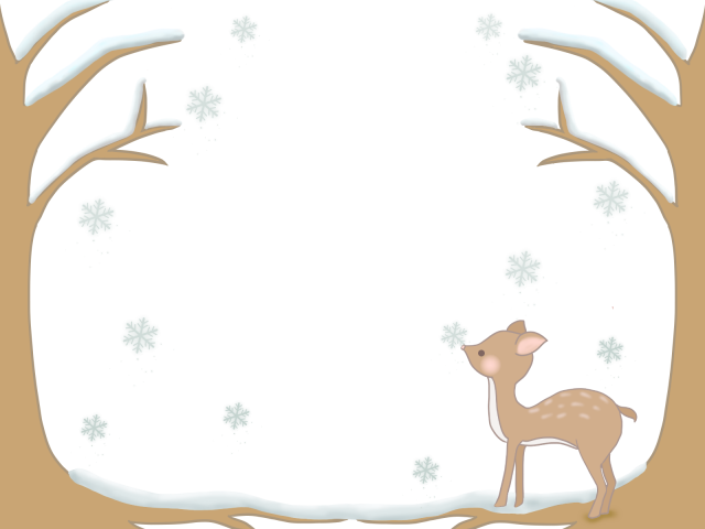 小鹿と雪のフレーム 無料イラスト素材 素材ラボ