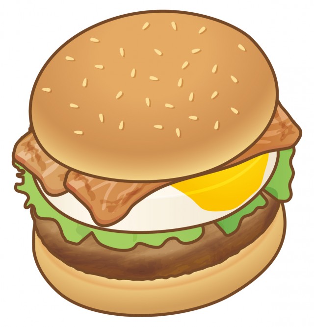 ベーコンエッグバーガー ファストフード ジャンクフード ハンバーグ 卵 ファーストフード 無料イラスト素材 素材ラボ