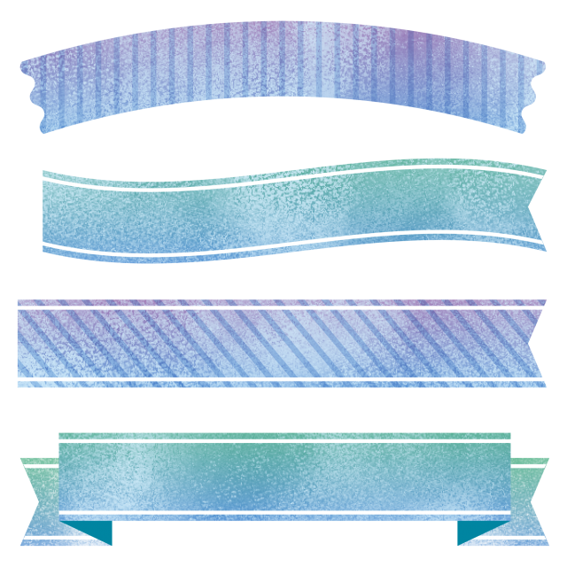 青色の水彩リボン 無料イラスト素材 素材ラボ