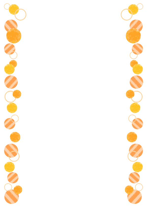 無料イラスト素材：オレンジの縦向き水彩水玉フレーム◆透過P…