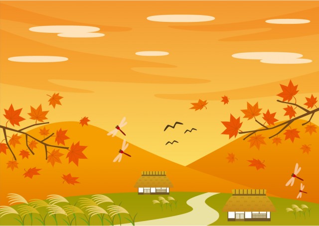 秋の田舎風景 無料イラスト素材 素材ラボ