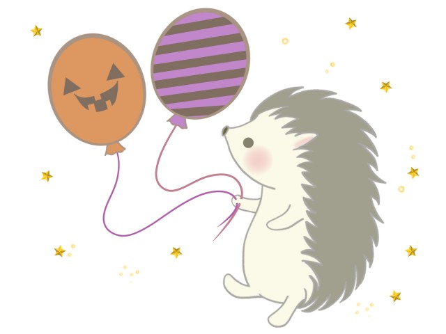 ハロウィン風船を持つハリネズミ 無料イラスト素材 素材ラボ