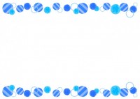 青い水彩水玉フレ…